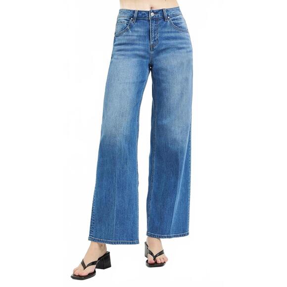 RISEN Denim - NEW RISEN high rise slouchy wide baggy full length jeans in medium wash